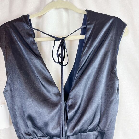 DESSY COLLECTION Cap Sleeve Blouson Faux Wrap Dress in Midnight Navy Blue 3050 4 - Picture 4 of 6